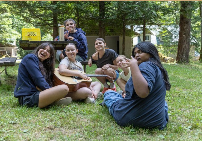girls hanging out at camp